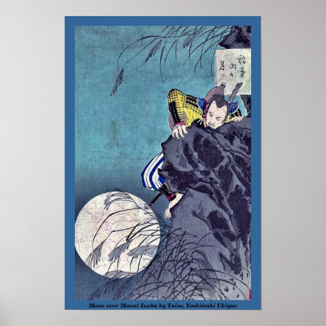 Måne över berget Inaba av Taiso, Yoshitoshi Ukiyoe Poster (Framsidan)