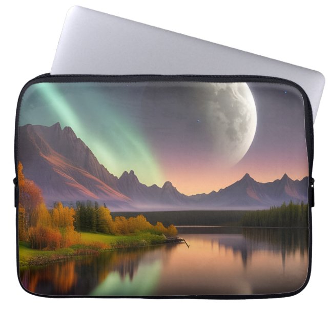 Måne över bergslandskapet laptop fodral (Framsidan)