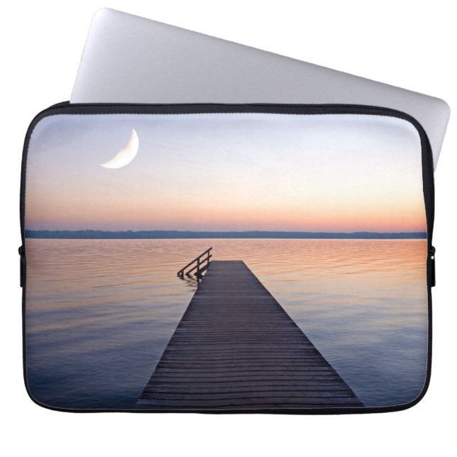 Måne över Buscharner fotgängarbro | Starnbergsjön Laptop Fodral (Framsidan)