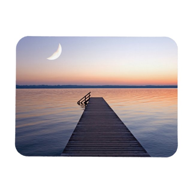 Måne över Buscharner fotgängarbro | Starnbergsjön Magnet (Horisontell)
