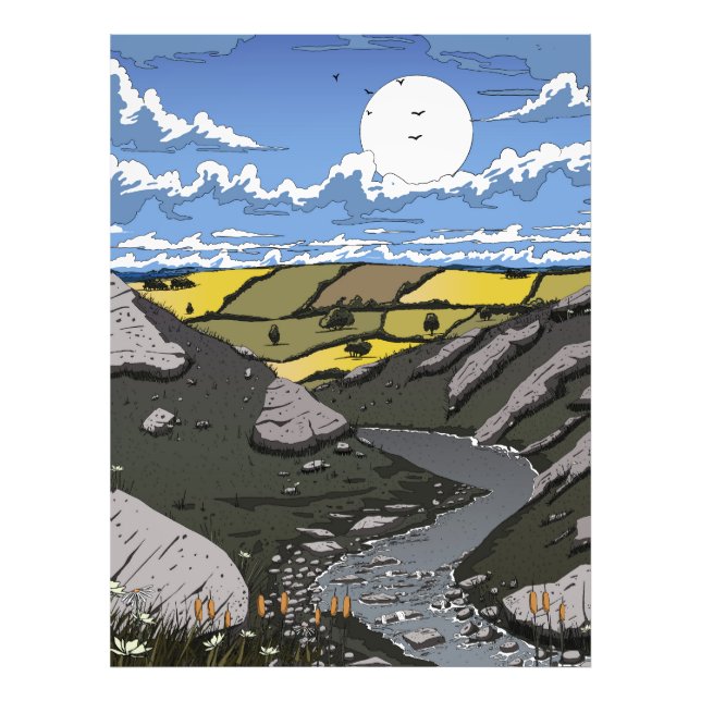 Måne över dalen fototryck (Framsidan)