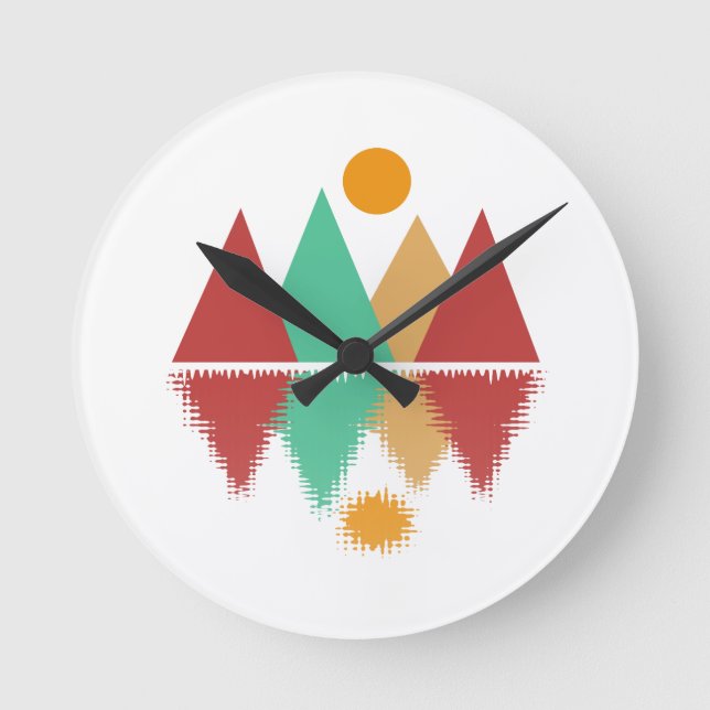 Måne över fyra toppar #2 rund klocka (Framsida)