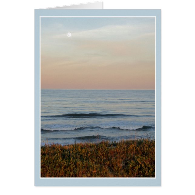 Måne över havet hälsningskort (Framsidan)
