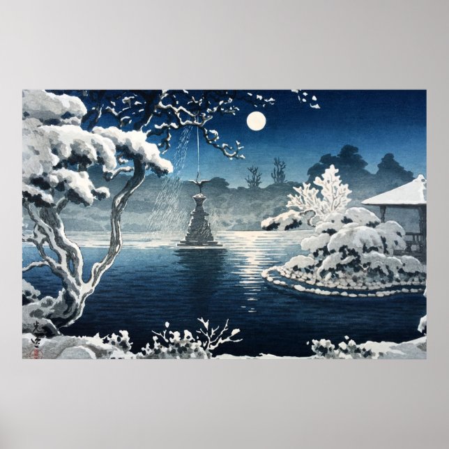 Måne over Hibiya Park av Tsuchiya Koitsu Poster (Framsidan)