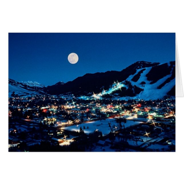 Måne Over Jackson Hälsningskort (Framsidan Horizontal)