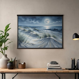 Måne över lugnt hav Foto Förstoring