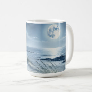 Måne över lugnt hav kaffemugg