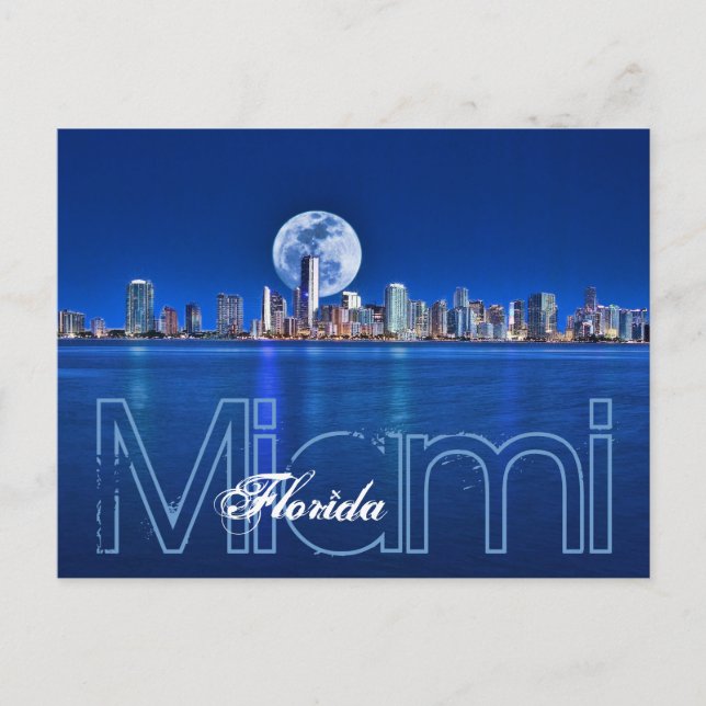 MÅNE ÖVER MIAMI. VYKORT (Framsida)