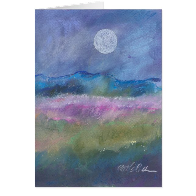 Måne över ökenfält hälsningskort (Framsidan)