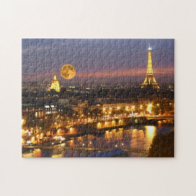 Måne över Paris utmanande pussel (Horisontell)