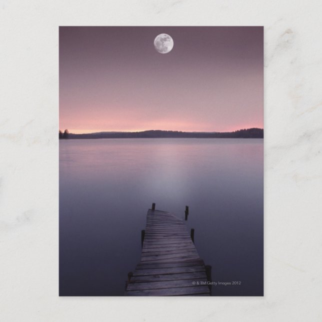 Måne över sjö vykort (Framsida)