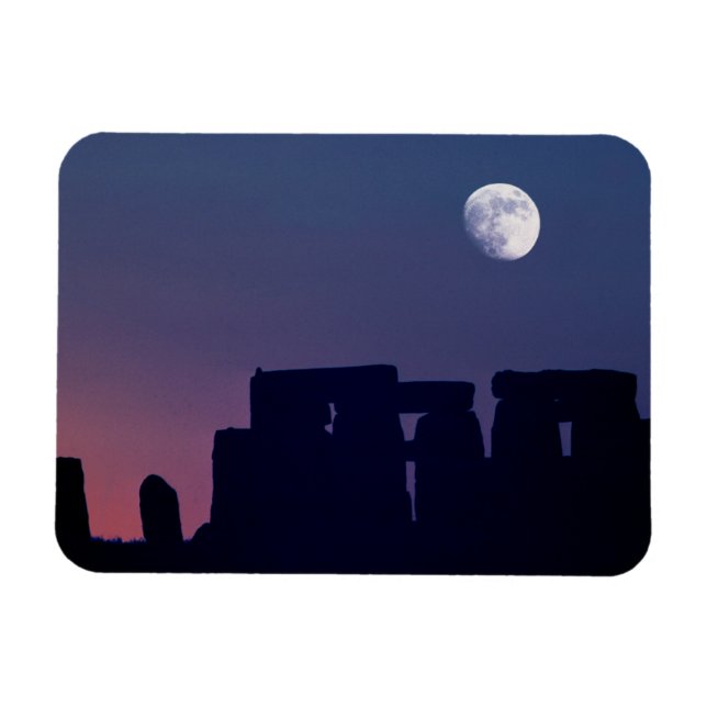 Måne over Stonehenge | Wiltshire, England Magnet (Horisontell)