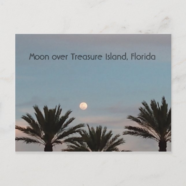 Måne över Treasure Island Florida Postcard Vykort (Framsida)
