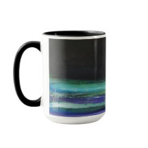 Måne över vatten - konstverk - svart