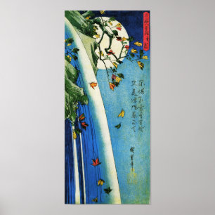 Måne över vattenfall Hiroshige japansk finkonst Poster
