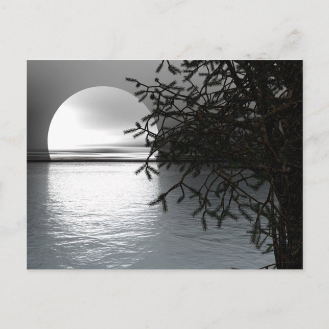 Måne över vykortet Vatten Vykort (Framsida)