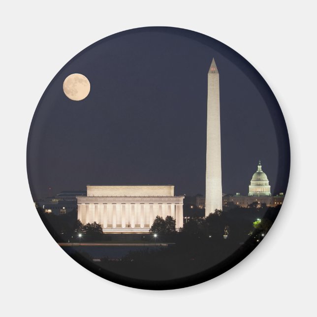 Måne över Washington DC Magnet (Framsidan)