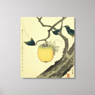 Måne, Persimmon och gräshoppa, 1807 Canvastryck