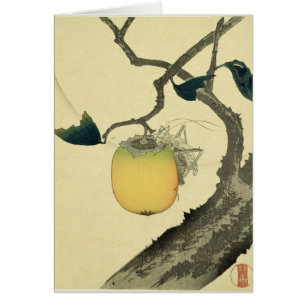 Måne, Persimmon och gräshoppa, 1807 Hälsningskort
