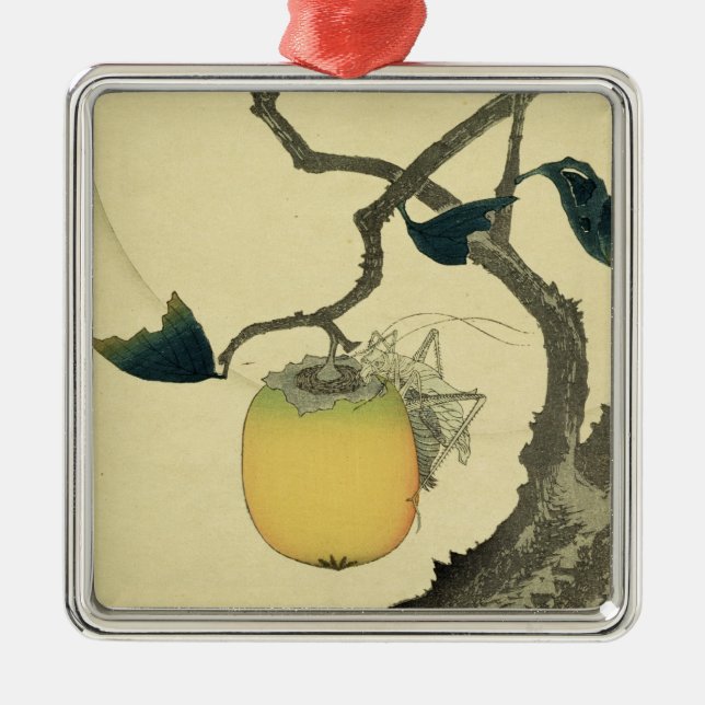 Måne, Persimmon och gräshoppa, 1807 Julgransprydnad Metall (Framsidan)