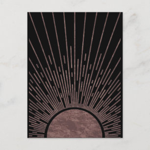 Måne Phase Arch Abstrakt Sol och Sol Rays Set, 1/6 Vykort