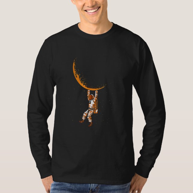 Måne Phase Astronaut Crescent Måne Science T Shirt (Framsida)