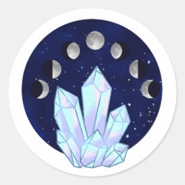 Måne Phase Crystal Classic Round Sticker Runt Klistermärke