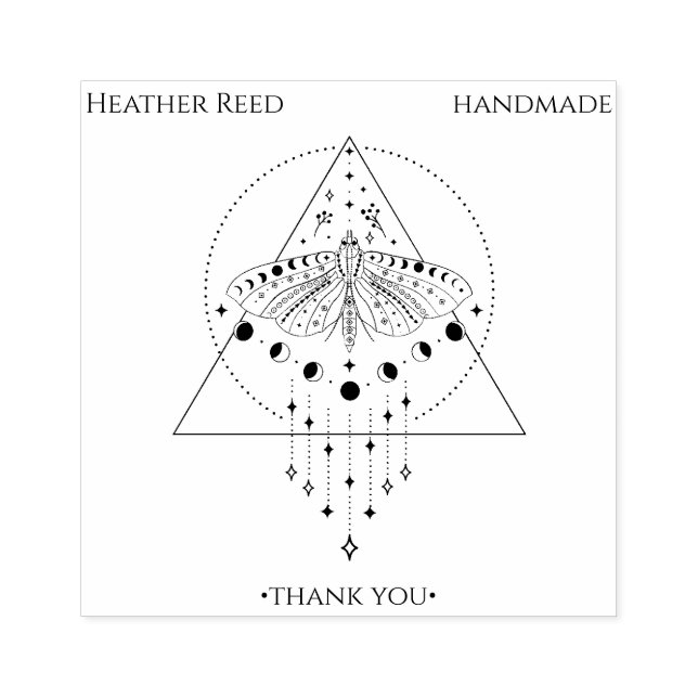 Måne Phase Moth | Tack Rubber Frimärke, handgjord Stämpel (Tryck)