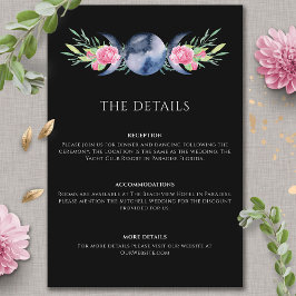 Måne Phase Rosa Blommigt  Metaphysical Bröllop Tilläggskort