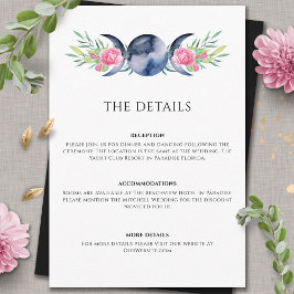 Måne Phase Rosa Blommigt  Metaphysical Bröllop Tilläggskort