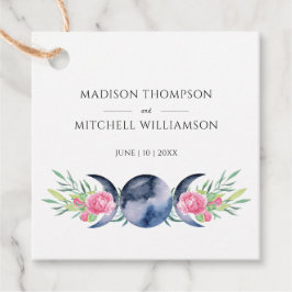 Måne Phase Rosa ros Blommigt  Metaphysisk Bröllop Gåvor Etiketter