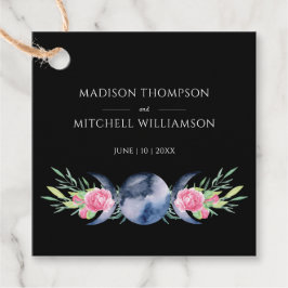 Måne Phase Rosa ros Blommigt  Metaphysisk Bröllop Gåvor Etiketter