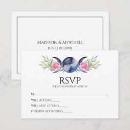 Måne Phase Rosa ros Blommigt  Metaphysisk Bröllop OSA Kort