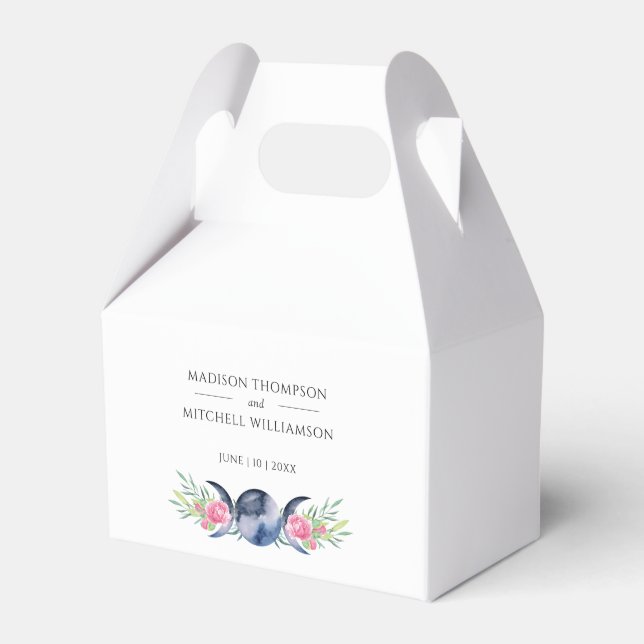 Måne Phase Rosa ros Blommigt  Metaphysisk Bröllop Presentaskar (Framsidan Sidan)