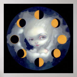 Måne Phases ART PRINT Gothic Fairy lowbrow stort ö Poster