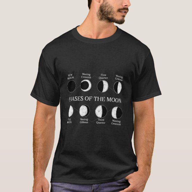Måne Phases Astrology Måne Phases Måne Cycle T Shirt (Framsida)