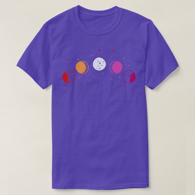 Måne Phases Astronomy Subtle Lesbisk Flagga LGB Pr T Shirt (Design framsida)