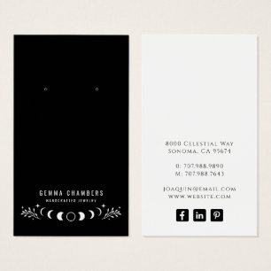 Måne Phases Black Earring Jewelry Visning Cards Visitkort