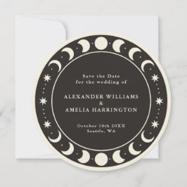 Måne Phases boho celestiesch Save Date Card Spara Datumet