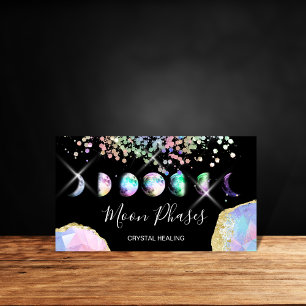 Måne Phases Crystal Gem Healing Holograph Business Visitkort