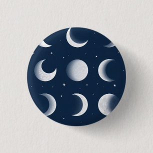 Måne Phases Grid Celestial Mönster Design Knapp
