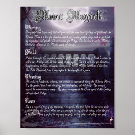 Måne Phases Magick Wiccan Bok of Shadows Poster