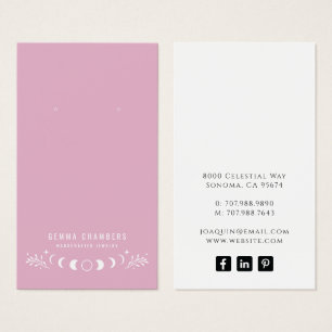 Måne Phases Rosa Earring Jewelry Visning Cards Visitkort