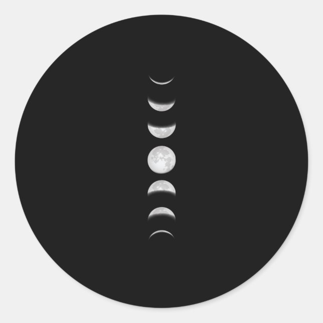 Måne Phases Runt Klistermärke (Framsida)