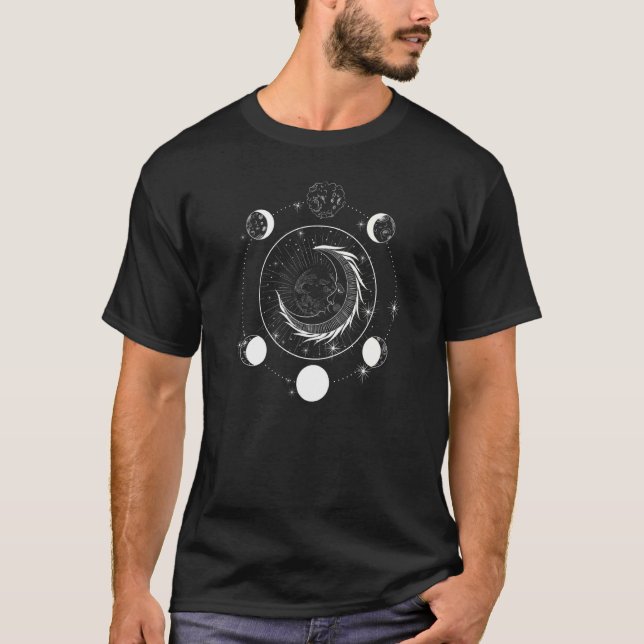 Måne Phases Sol Celestial Galaxy Universe T Shirt (Framsida)