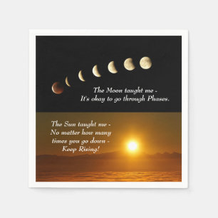 Måne Phases Sol Rises Inspirational Citote Napkins Pappersservett