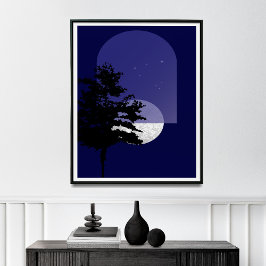Måne Print, Modern Boho Wall Art, Poster