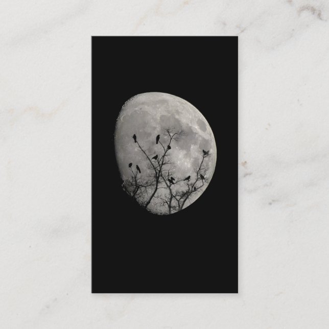 Måne Raven Gothic Kråkas Silhouette Visitkort (Framsida)