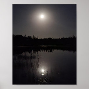 Måne reflektion över Sjö Poster