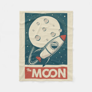 Måne Retro Galaxy Rocket Fleecefilt